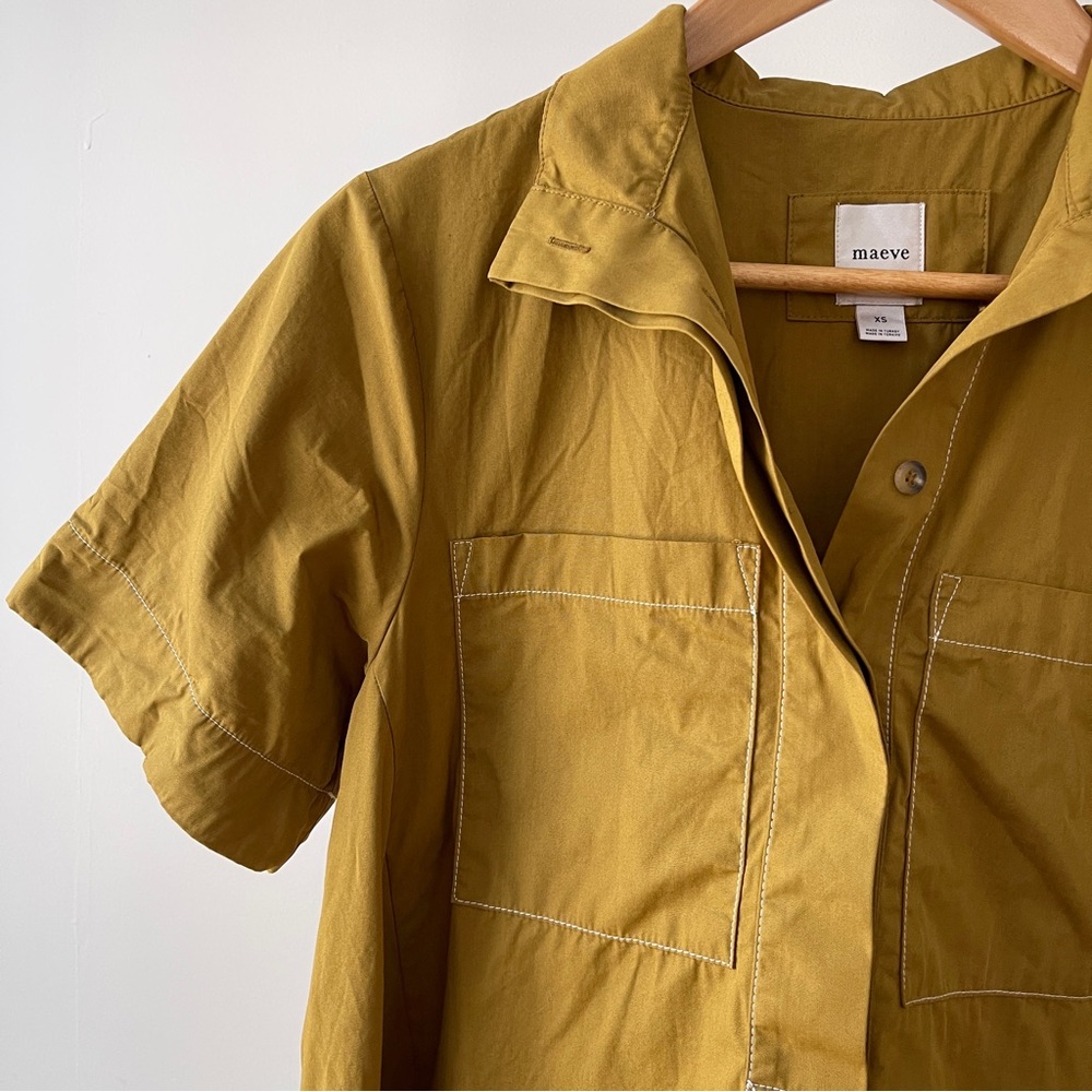 Maeve The Jeannie Short-Sleeve A-Line Mini Dress Mustard Yellow Size XS - Picture 4 of 6